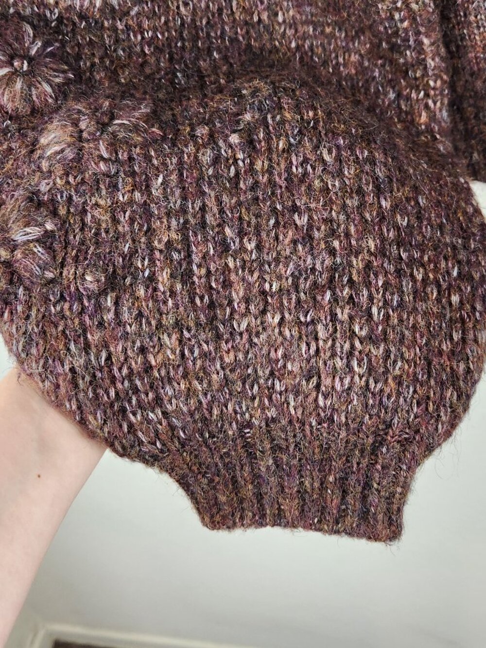 dRA Anthropologie Cynthia Floral Wool Blend Puff Sleeve Sweater Brown sz L - Picture 7 of 10